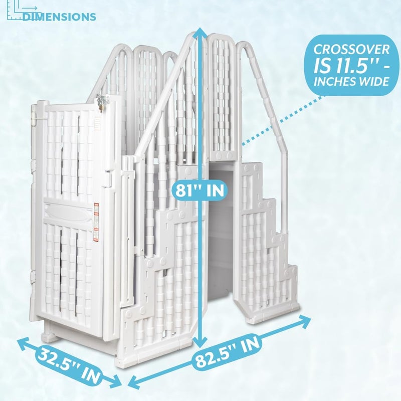 Poolzilla Premium Pool Step Ladder Set for Above Ground Pools - Full Entry-Exit Pool Ladder System with Crossover Bridge, and Lockable Gate - for 48’’ to 54’’ in. Above Ground Pools - Image 4